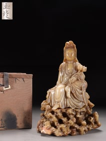 A Shoushan Stone Guanyin Statue