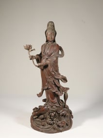 A Boxwood Guanyin Statue
