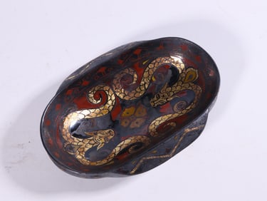 A Lacquered Wooden Double Dragon Cup