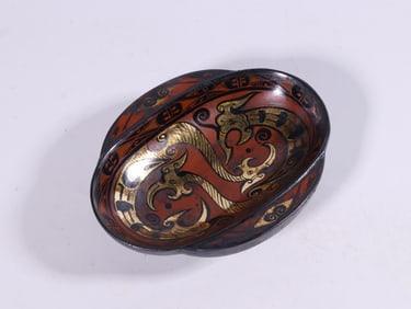 A Lacquered Wooden Dragon Cup
