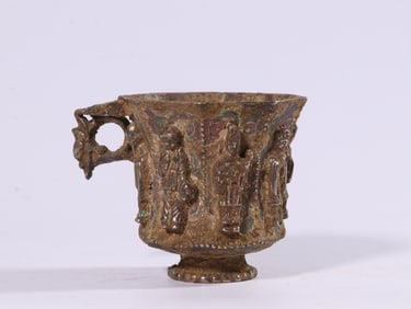 A Silver Gilt Octagonal Cup with Figures