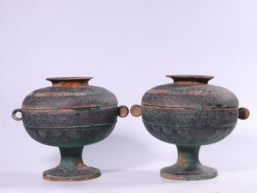 A Pair of Bronze Dou Vessels