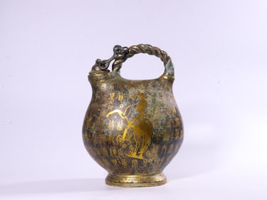 A Bronze Inlaid Horse Vessel