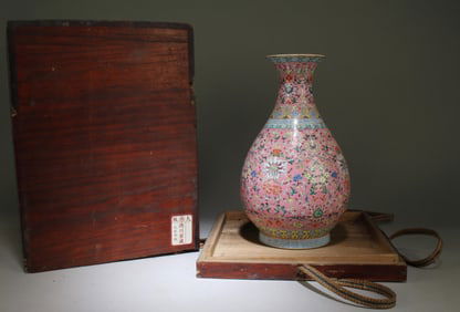 An Engraved Famille Rose Vase