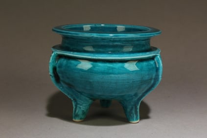 A Chinese Turqoise Glazed Tripod Incense Burner