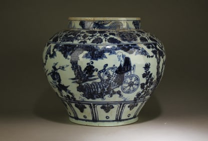 A Blue and White Jar with Figure Motif