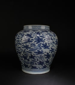 A Blue & White Phoenix Porcelain Meiping Jar