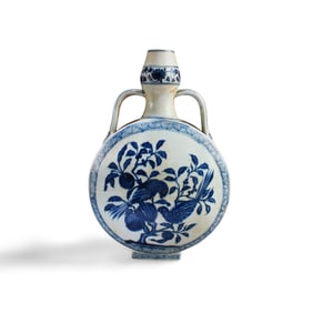 Chinese Blue & White Porcelain Moonflask Vase