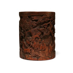 Antique Chinese Carved Bamboo Brushpot