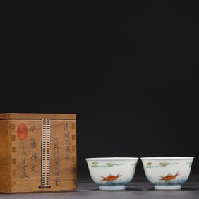 A Pair of Doucai Fish Pattern Cups
