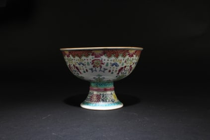 Qing Enamel Porcelain Stem Bowl
