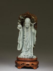 A Carved Jade Immortal Statue