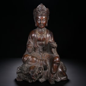 An Agarwood Manjushri Statue