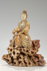 A Shoushan Stone Guanyin Statue