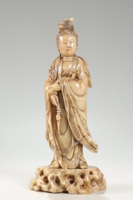 A Shoushan Stone Guanyin Statue