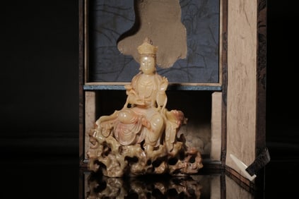 A Shoushan Stone Guanyin Statue