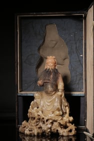 A Shoushan Stone Guan Yu Statue