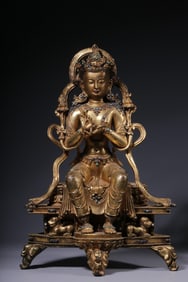 A Gilt Bronze Maitreya Buddha Statue