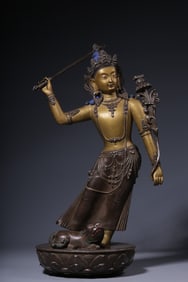 A Gilt Silver Manjushri Statue