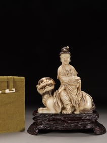 A Shoushan Stone Manjushri Statue