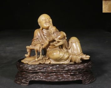 A Shoushan Stone Arhat Statue