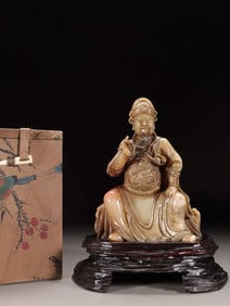 A Shoushan Stone Guan Yu Statue