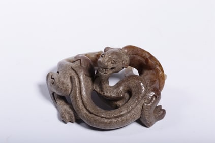 An Archaic Jade Dragon Paperweight