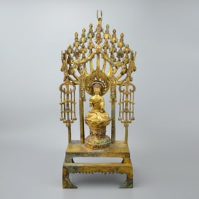 Sui Dynasty, A Gilt Bronze Altarpiece Dedicated to Buddha Maitreya
