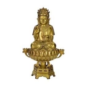 A Gilt Bronze Seated Guanyin