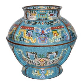 Qing, Archaic Cloisonne Pou