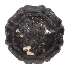 A Hardstone and Mother-of-Pearl Zitan Box