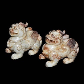 A Pair of White Jade Qilin