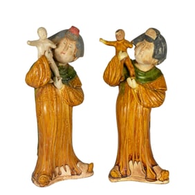 Two Sancai Pottery Figures