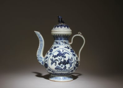 A Blue and White Teapot with Lid
