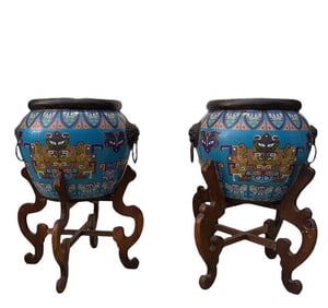 A Pair of Large Cloisonne Jars