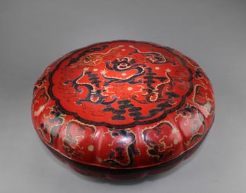 A Round Shaped Cinnabar Lacquer Container