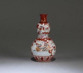 Chinese Flower Double Gourd Porcelain Vase
