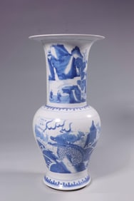 A Blue and White Phoenix Tail Vase