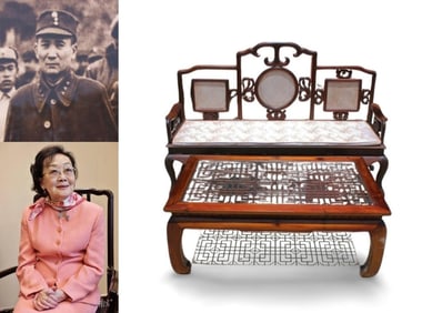 A Set of Hardwood Couch and Table