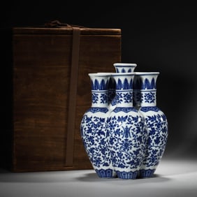 Blue and White Lotus Six-Spouts Vase