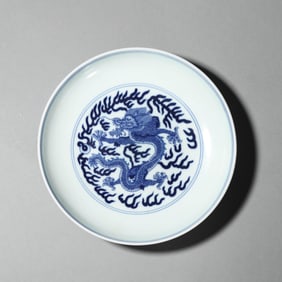 Blue and White Dragon Plate