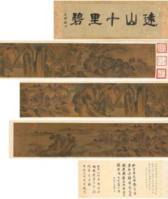 Li Tang Mark, Chinese Landscape Painting, Ink and Color on Silk, Handscroll