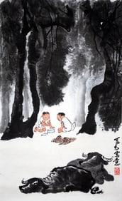 Li Keran Mark, Chinese Figure Story Painting, Ink and Color on Paper,