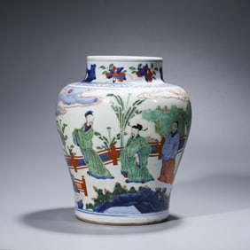 Wucai Glaze Figure Ginger Jar