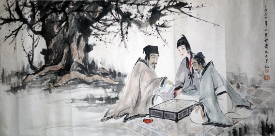 Attributed to Fu Baoshi, Chinese painting paper scroll