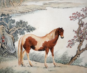 Ma Jin, Attributed to, Chinese Horse Painting On Paper,
