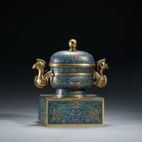Cloisonne Enamel Double-Eared Censer
