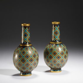Pair of Cloisonne Enamel Vases