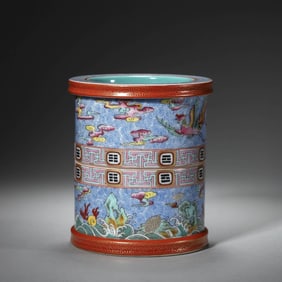 Yangcai Enamel Rotating Brushpot