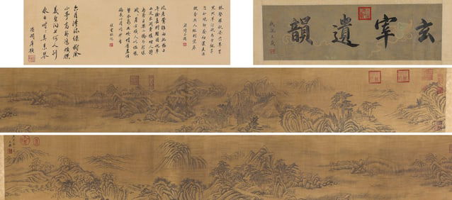Wang Jian Mark, Chinese Landscape Painting on Silk, Handscroll
